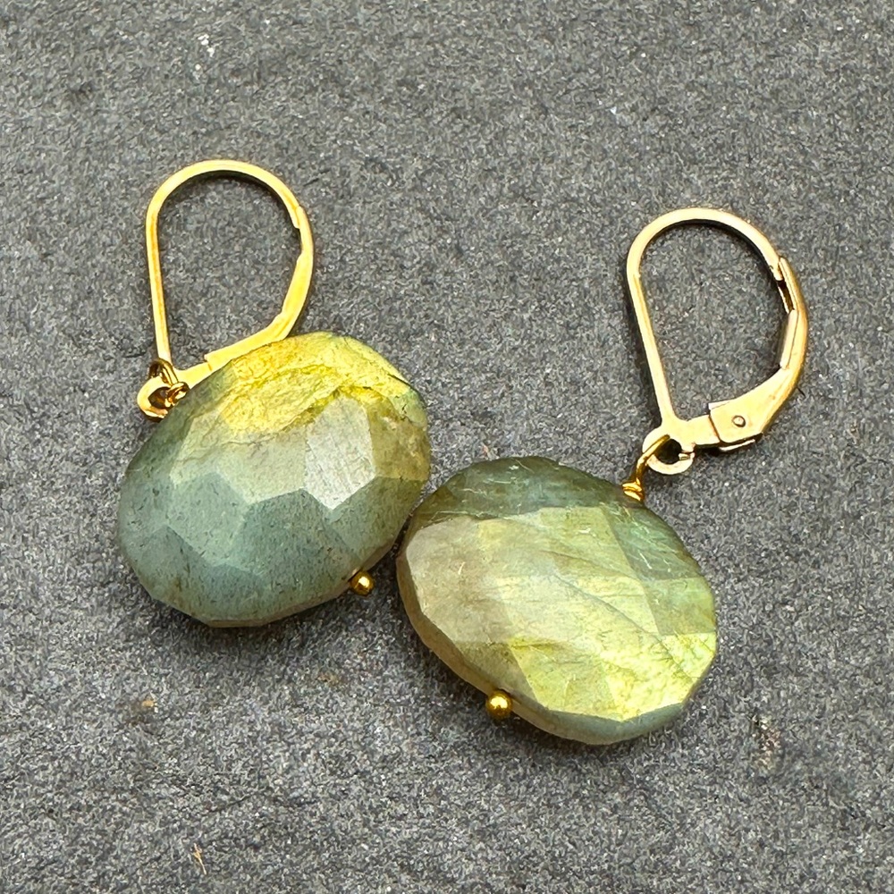 Handmade Labradorite gangle earrings gemstone jewelry